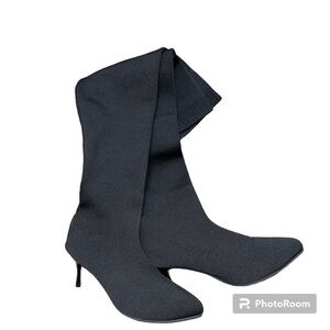 Women’s Sock black tall heeled boots. Size 38
